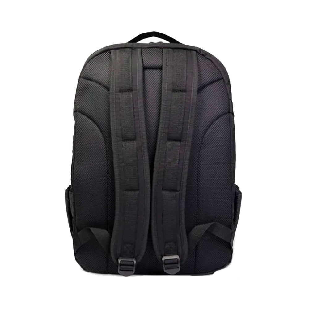 The back view of an Nfinity glitter backpack, showing shoulder straps and padding for carry comfort