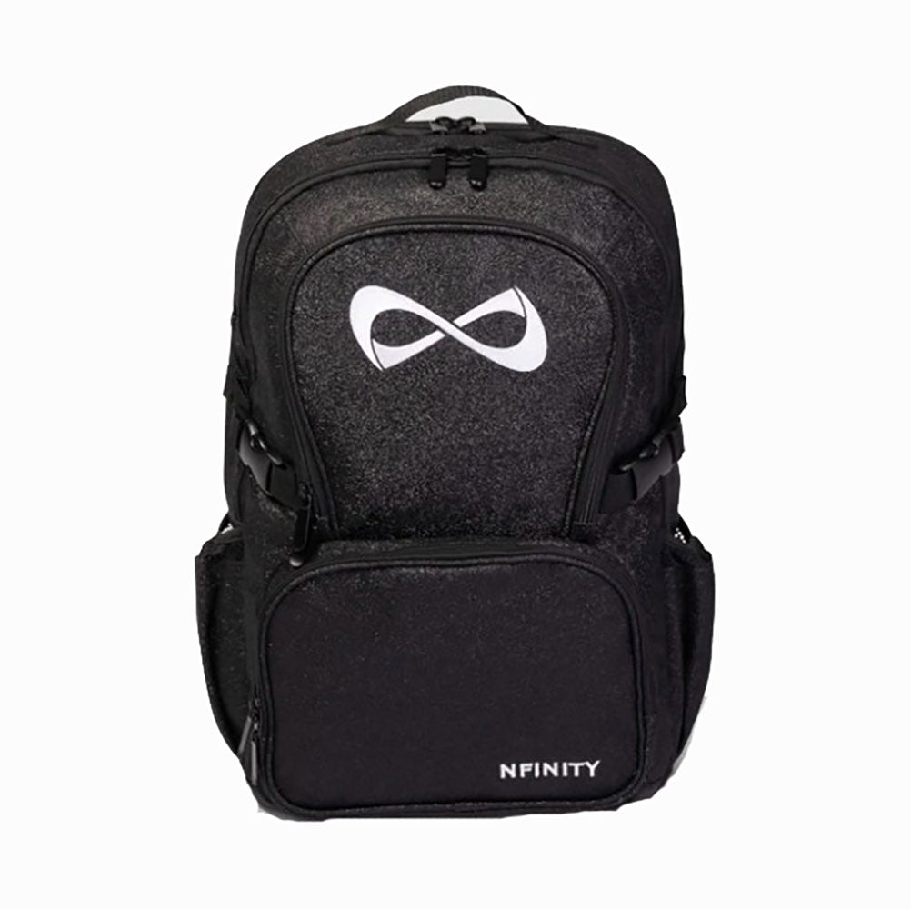 Nfinity black sparkle backpack with white logo