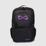 Nfinity black sparkle backpack with purple logo