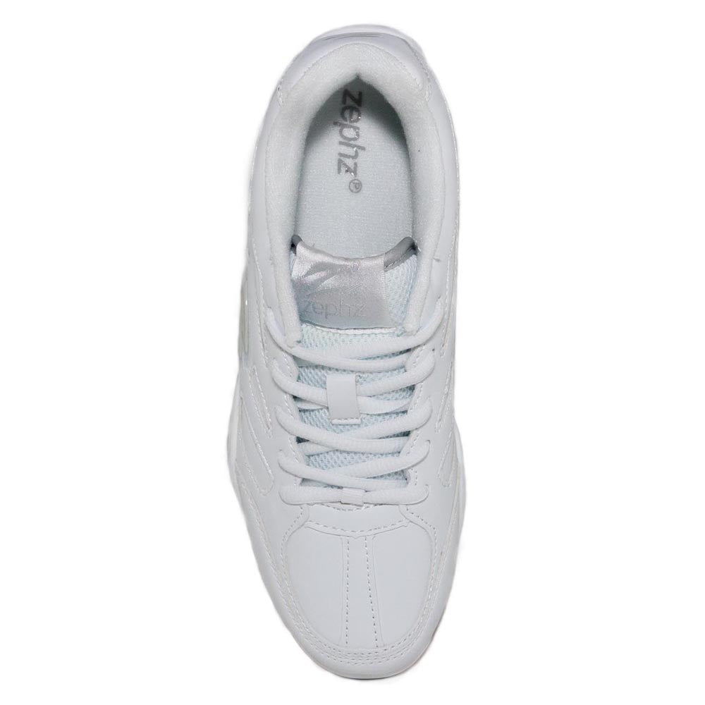 Picture from above of the Zephz zenith cheer shoes uk. White cheer shoes for girls | youth cheer shoes| Cheap cheer shoes
