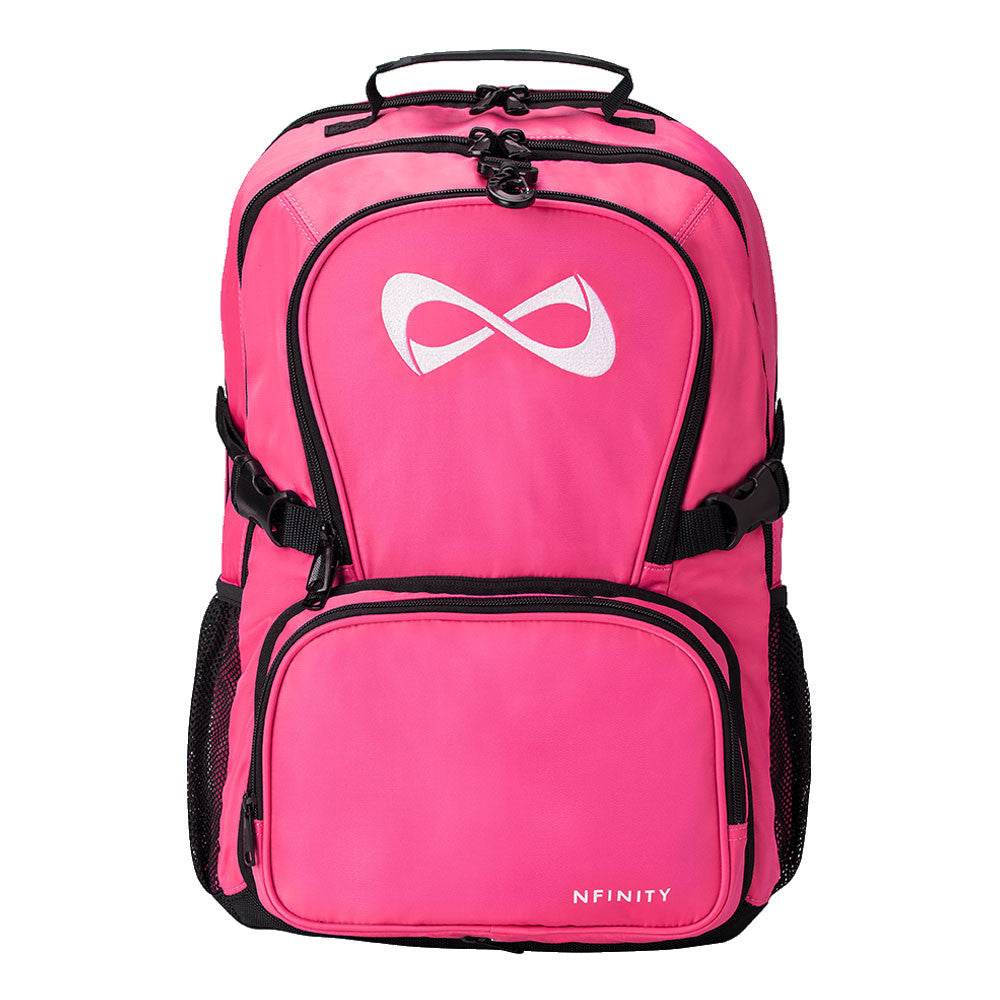 Petite Nfinity backpack in pink with a white Nfinity logo